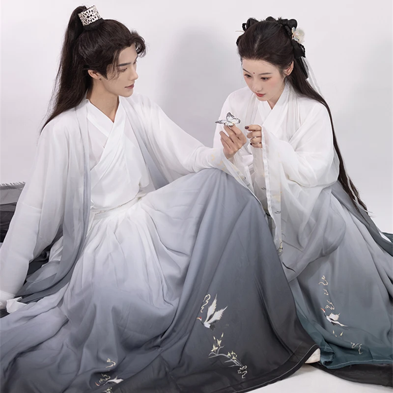 2022 New Hanfu Men Women Chinese Traditional Clothing Ink Style Long Sleeves Spring Xian Xia Custome Immortal Elegant Dress