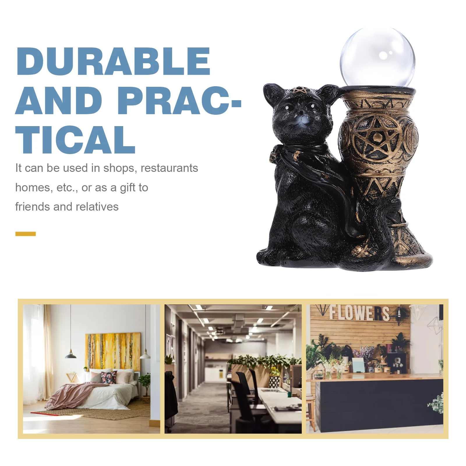 

1pc Unique Cat Statue Crystal Ball Base Decoration Desktop Cat Decor For Themed Parties Home Office Gift