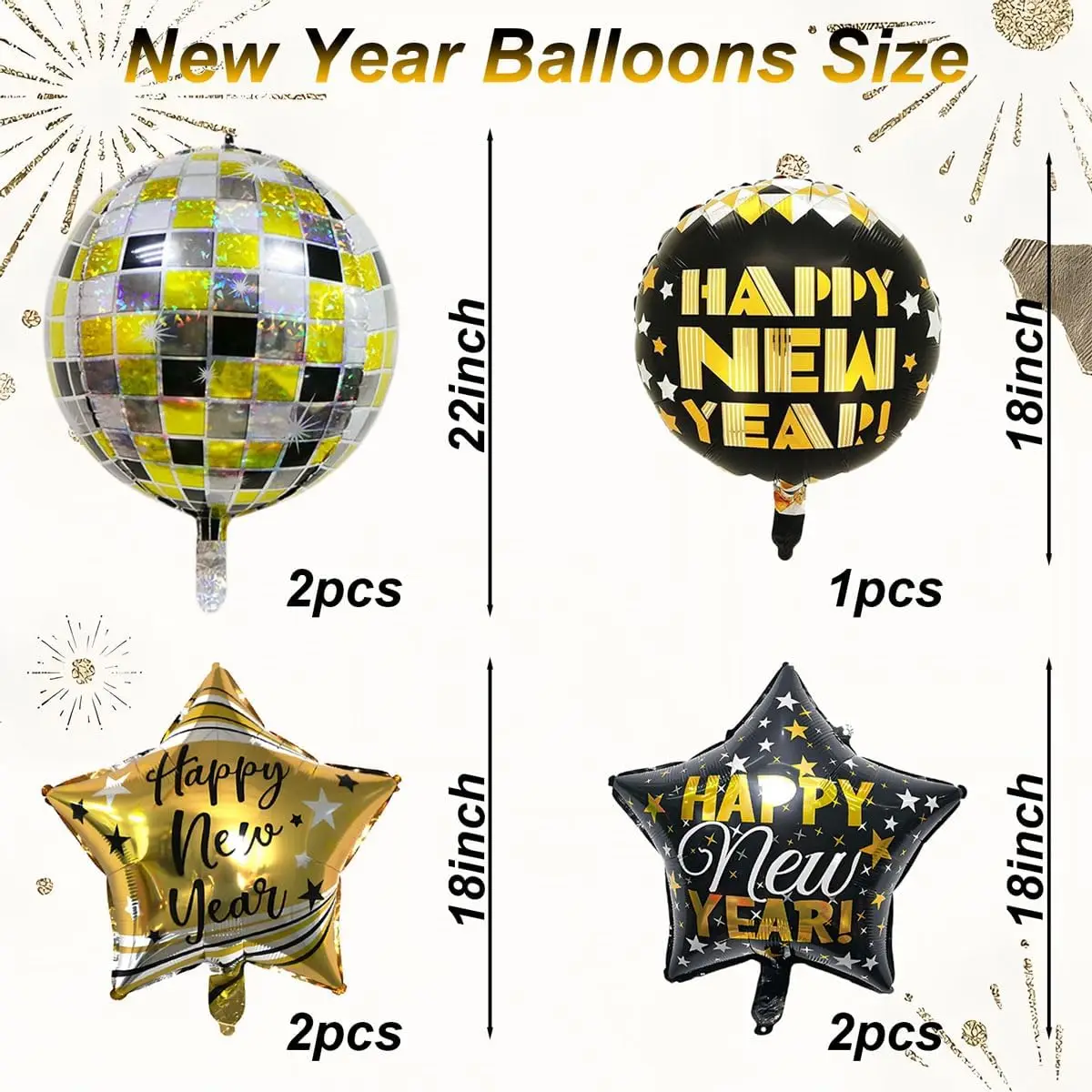7 قطعة السنة الجديدة احباط بالون مجموعة 18 بوصة سنة جديدة سعيدة بالونات الهيليوم عيد ميلاد سعيد السنة الجديدة ليلة حفلة ديكور داخلي في الهواء الطلق #2