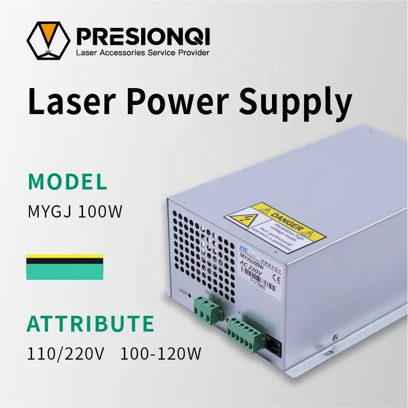 PRESIONQI CO2 Laser Power Supply MYJG 100W for 100-120W Laser Tube Laser Engraver Cutter,