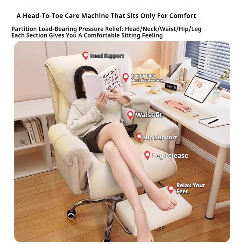 Компьютерное кресло, мягкое удобное эргономичное офисное кресло, домашнее игровое кресло с телескопической подставкой для ног, регулируемая высота подголовника