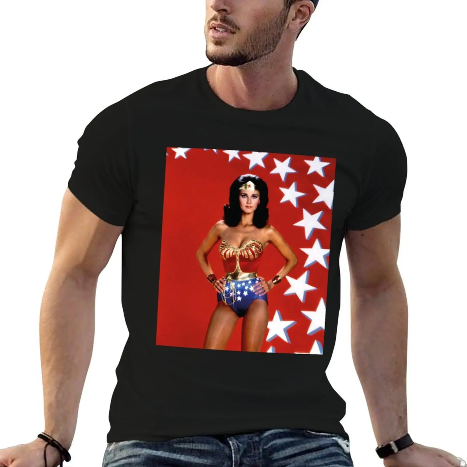 

Lynda Carter Sticker T-Shirt cotton tshirt 100% black cotton t-shirt plain for man package T-Shirt