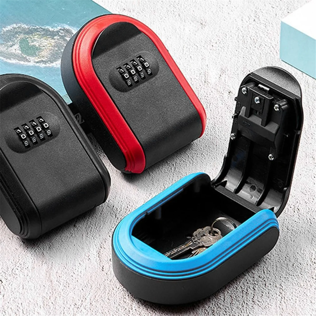 

Сейф для ключей, устойчивый к атмосферным воздействиям, 4-значная комбинация, чехол для хранения ключей на открытом воздухе, настенный замок для ключей, черный, хит продаж