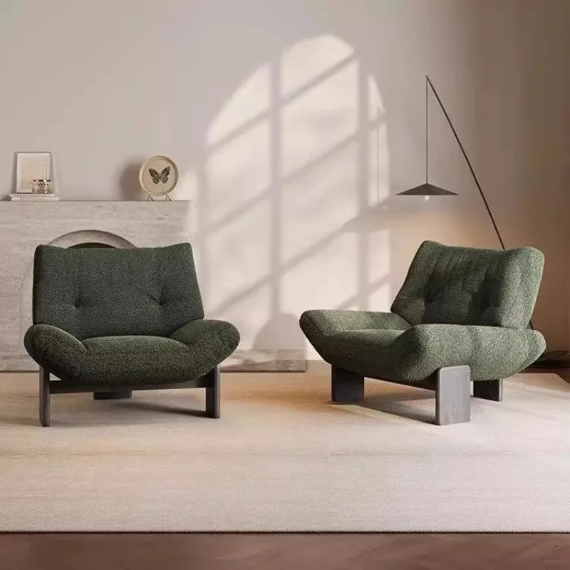 Vintage Nordic Casual Wood Hotel Living Room Sofa Chair New Style Bedroom Lazy High End Designer Single Chair Home Furniture