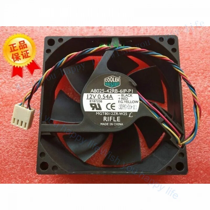 V+  1 Pc. New A8025-42RB-61P-PI Cooling Fan 8025 DC12V 0.54A 8CM 4Pin