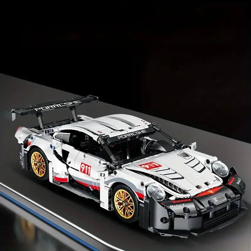 1249-delige klassieke witte sportwagen bouwsteenmodelset, verzamelbare sportwagen bouwsteenset voor volwassenen