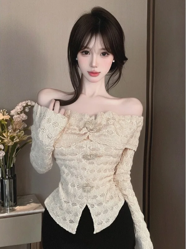 

Элегантный женский топ с уникальной текстурой, на одно плечо, с длинным рукавом, цветочным узором, приталенный крой, зимняя коллекция Nicole Rose