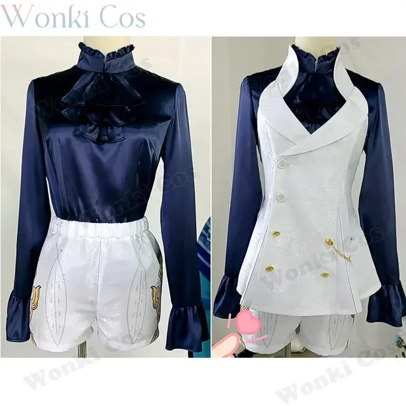 Furina Cosplay Costume with Hat Full Set Impact Fontaine Hydro Archon Focalors Cosplay Wig White Costumes with Hat Furina Shoes