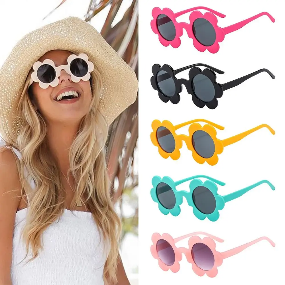Trendy Sunflower Sunglasses for Women Retro Round Flower Sun Glasses Fun Novel Disco/Festival/Party Shades for Adults