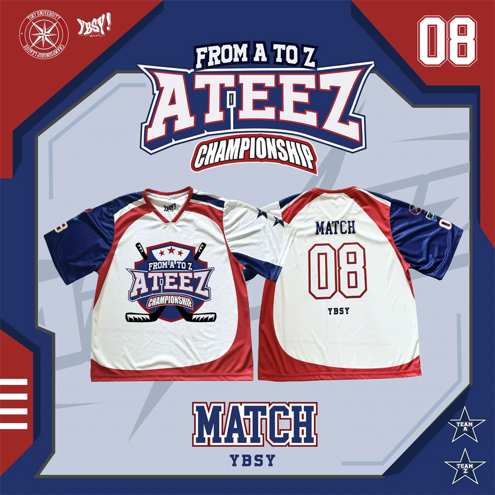 

YBSY ATEEZ Championship Jersey 2025 футболка мужская новая летняя женская футболка с короткими рукавами топы детские корейские трендовые модные большие размеры