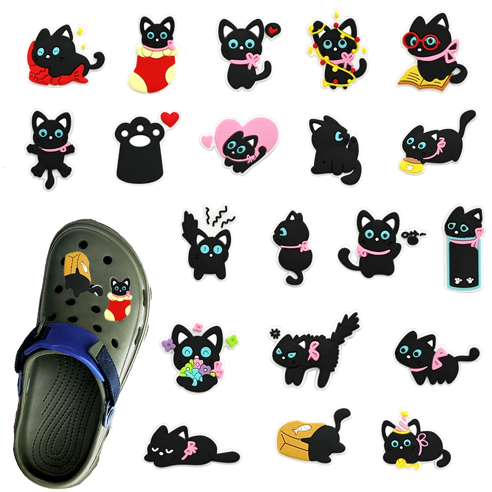

Горячая распродажа: 20 шт. милых мультяшных кошачьих фигурок из ПВХ для обуви, подходят для браслетов с отверстиями, съемные, для самостоятельного декорирования обуви, подарки