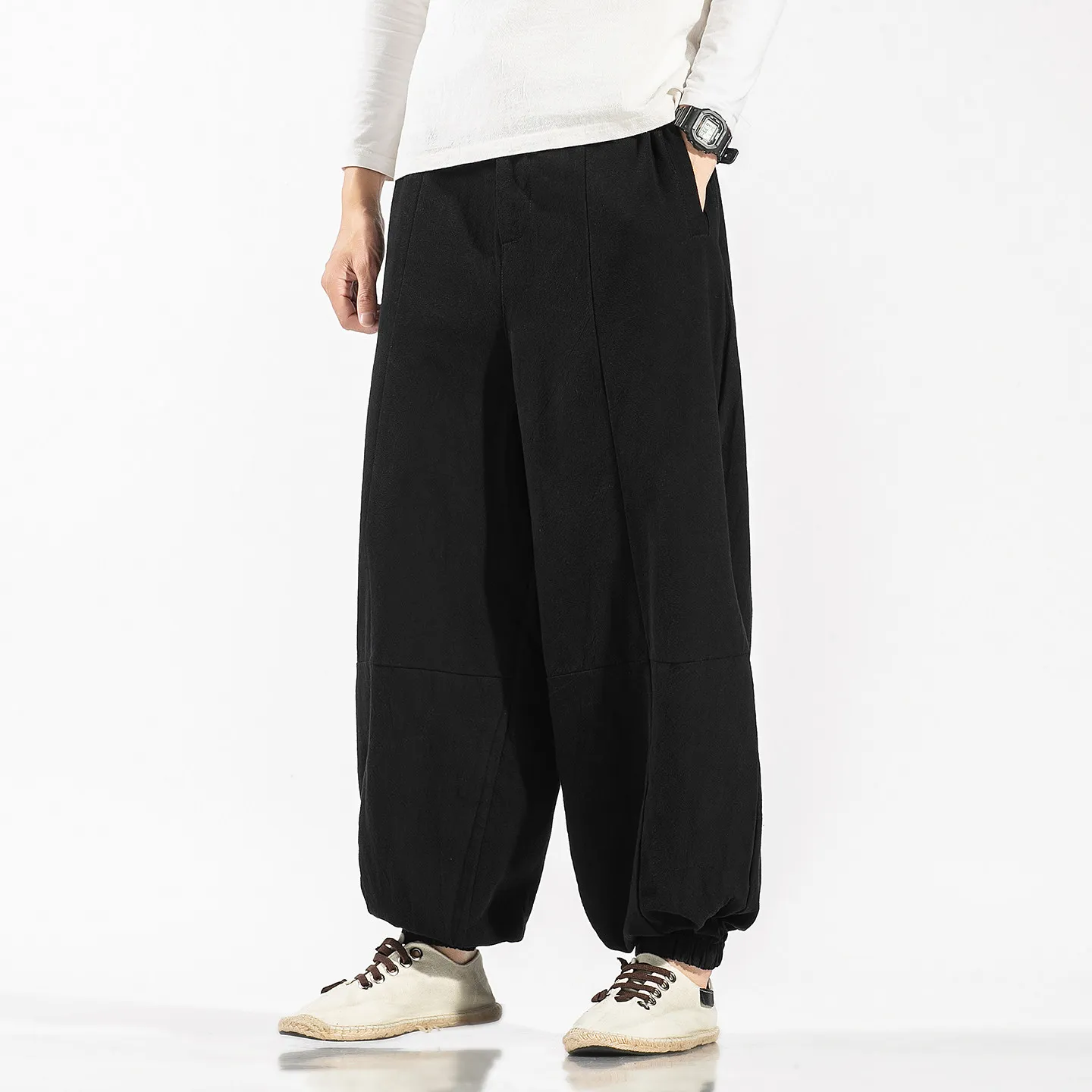 Pants Mens Japan Samurai Cotton Linen Retro Loose Jogger Pants Man Comfortable Casual kimono Harajuku Man Trousers Plus Size 5XL