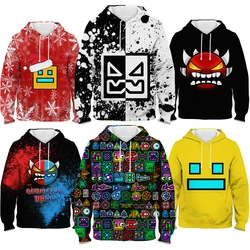 Sudaderas con capucha con estampado 3D de tablero geométrico enfadado para niños y niñas, sudaderas de Anime de dibujos animados, Tops para niños, jerséis casuales, prendas de vestir