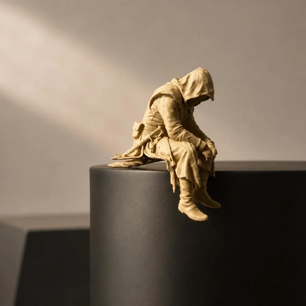 Collection Sitting Pose Ninja Ornaments 3D Printed Home Decor Zen Statue Dark Style Warrior Figurine Home