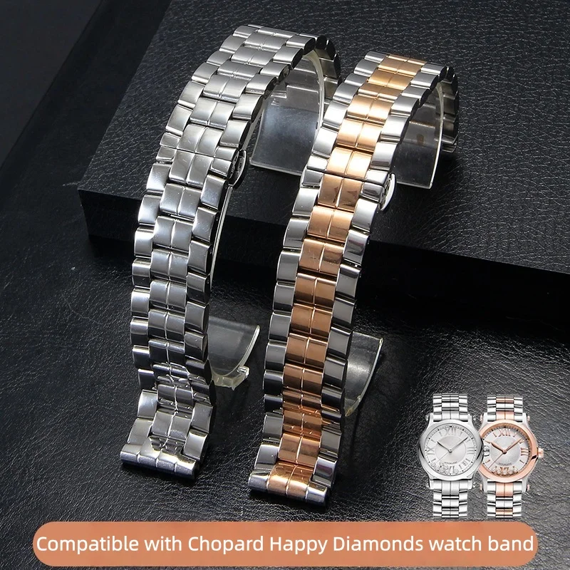 15mm 18mm For Chopard Happy Diamond watch strap with steel strap for women Chopin Happy Sport rose gold stainless steel bracelet