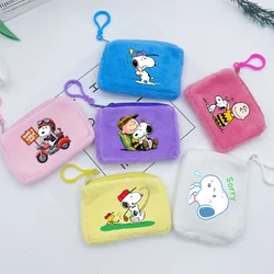Snoopy Coin Purse Cartoon Soft Cute Card Holder Bag Pendant Key Ring Accessories Zipper Small Wallet Women Girls Handbag Gift