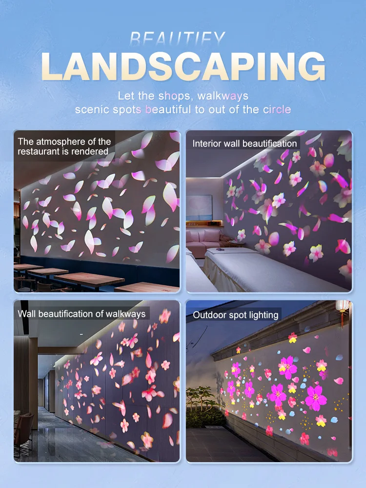 Hot Selling 160W Outdoor Falling Flower Projection Light, Waterproof Dynamic Fluttering Atmosphere Lamp for Wall Decoration