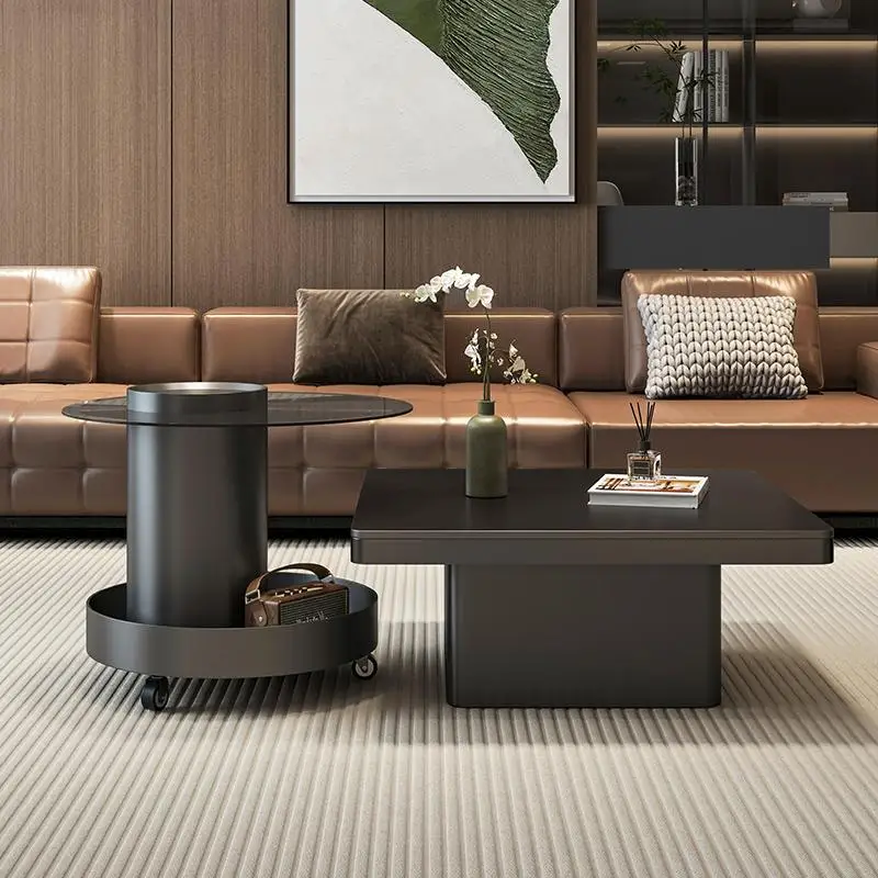 

Black Glass Slate Table Small Creative Simplicity Unique Coffee Tables Modern Minimalist Luxury Kaffee Tische Home Furniture