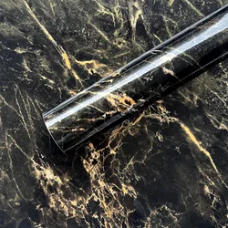 1 Piece Black Marble Patterned Wall Background Wall Stickers Oil and Dirt Resistant Furniture Renovation Self-adhesive Wallpaper