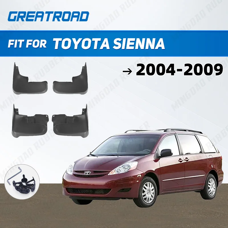 For Toyota Sienna 2004-2009 2005 2006 2007 2008 Without Running Boards Fender Mudflaps Splash Guards  Mudguards Mud Flaps car