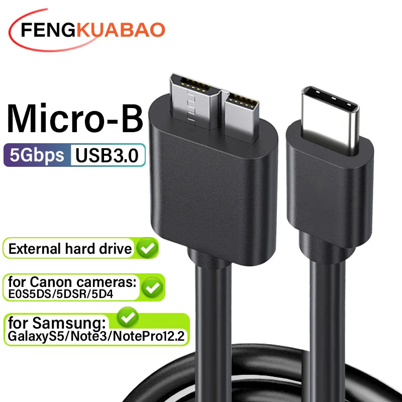 USB C to Micro B 3.0 Cable for Hard Drive Disk 5Gbps 3A Fast Data Sync  Cord USB Type C Micro B Cable for Macbook HDD SSD Case