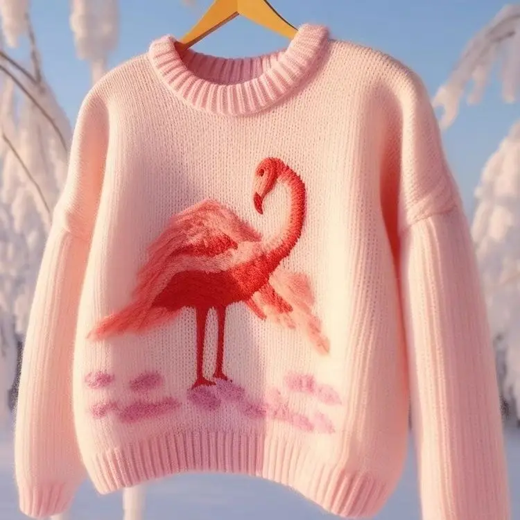 

Chinese Red-crowned Crane Crochet Aesthetic Sweater Women Casual Loose Vintage Knitted Pullover Spring New Y2k Sueter Mujer