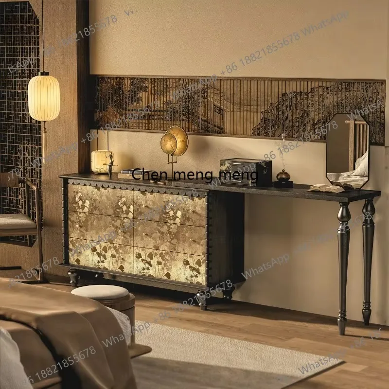 

RR New Chinese solid wood, lockers, living room, bedroom, bedside drawers, walnut chest