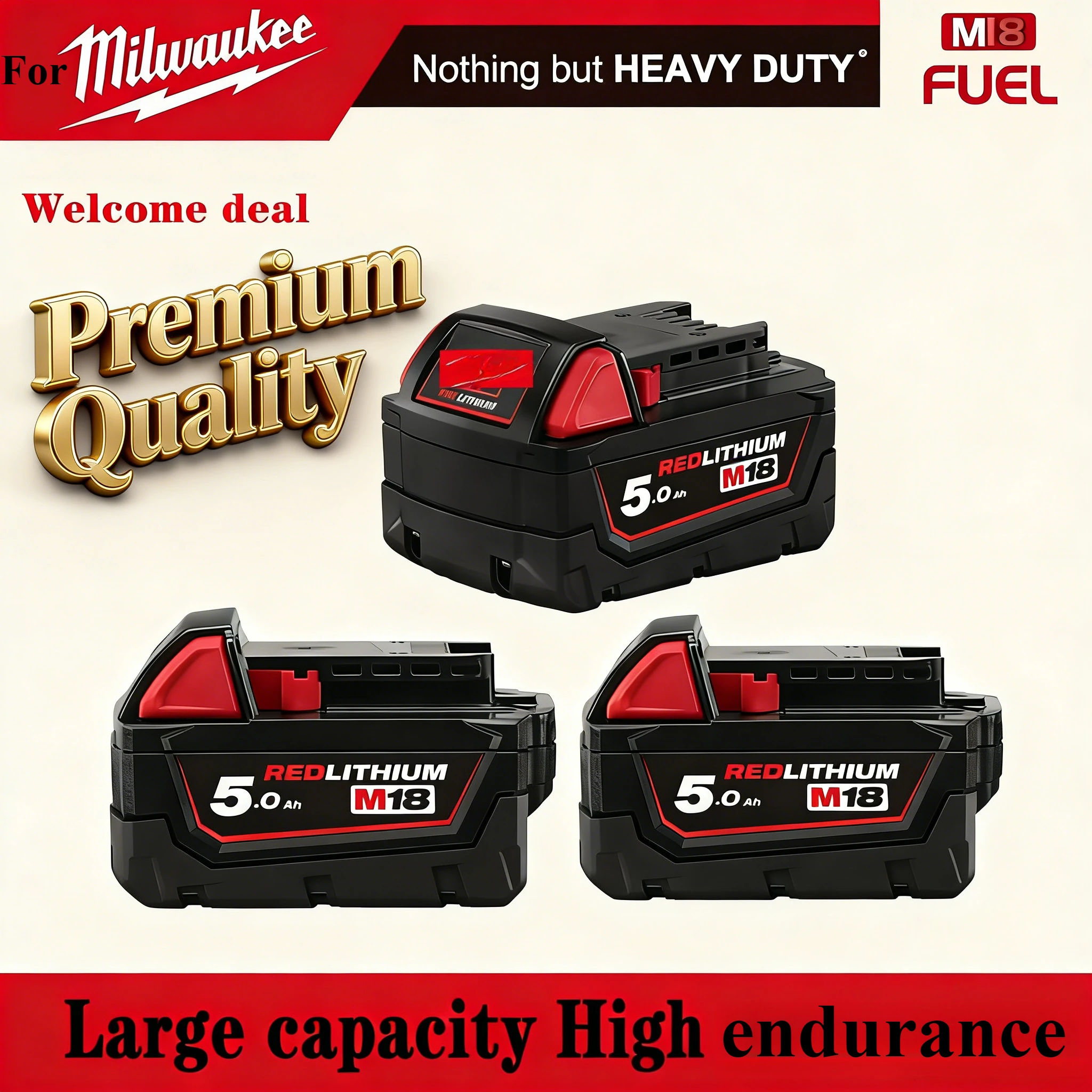 

For Milwaukee M18 HB8 Battery, 18V XC 8.0Ah High Capacity Li-ion Battery, Durable Power Source for Heavy-Duty Tools