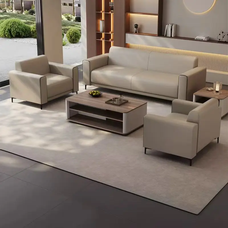 Office sofa coffee table combination simple modern three-person VIP reception business negotiation conference sofa