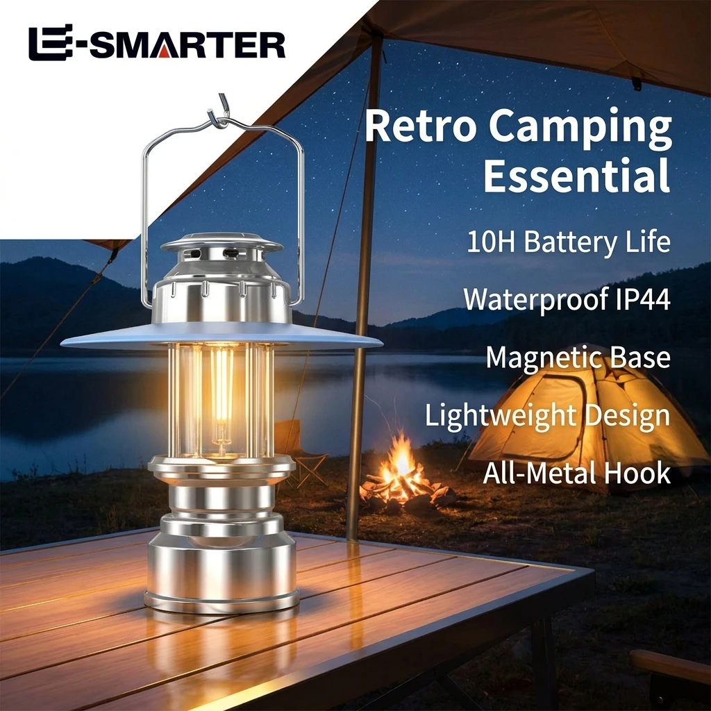 

Portable Vintage Lantern Camping Tent Charger Outdoor Atmosphere Lighting LED Emergency Handheld Lamp