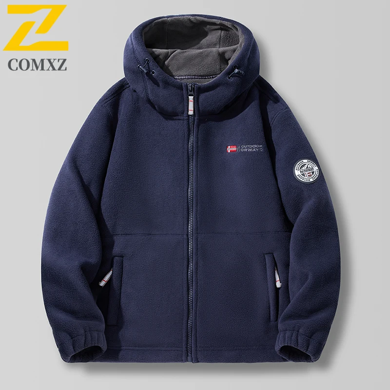 

Мужская флисовая куртка 2025 года, осень-зима, новая многоцветная дополнительная ветрозащитная теплая спортивная куртка с капюшоном, модная мужская одежда для отдыха на открытом воздухе