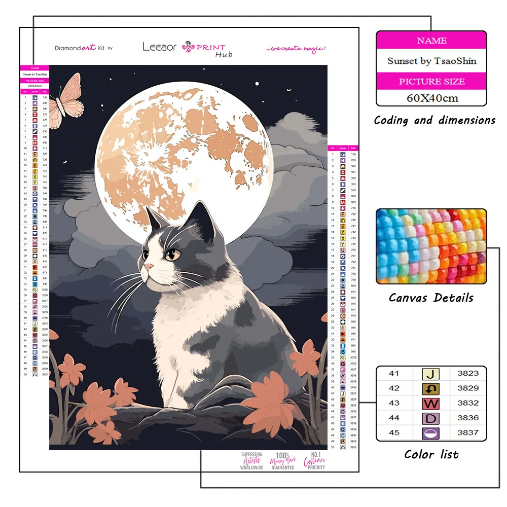 Comic Animal Diamond Painting Cat Under The Cherry Blossom Tree Full Rhinestone Mosaic Embroidery Cross Stitch Kit Home Gifts