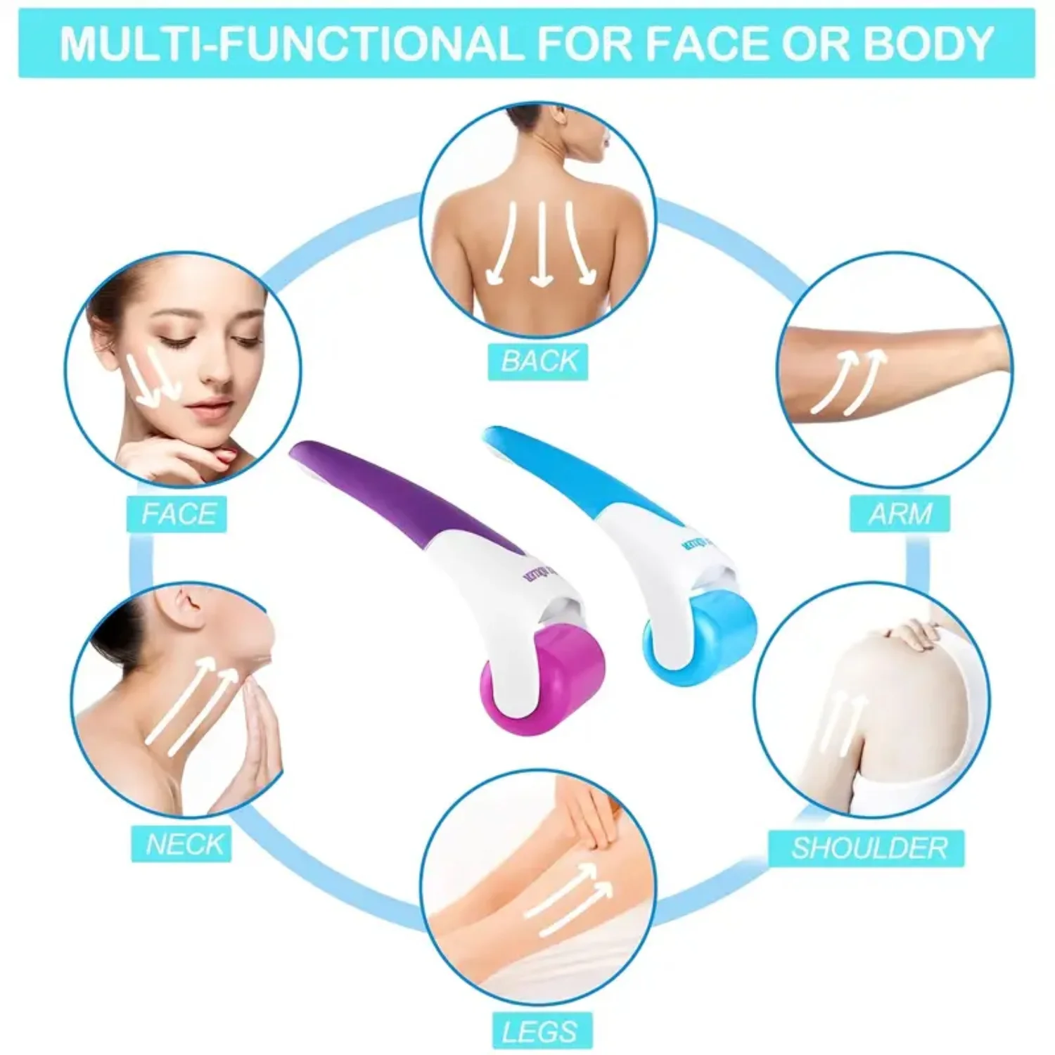 قطعة واحدة من أسطوانة الثلج لعصا تدليك الوجه، أدوات تبريد للعناية بالبشرة على الوجه - تقلل من التجاعيد والانتفاخ والصداع النصفي