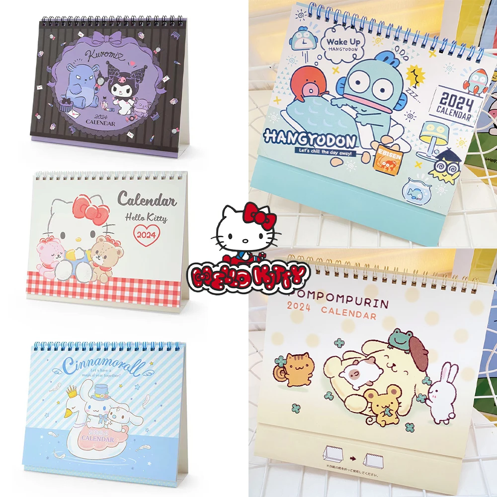 2024 Hello Kitty Sanrio Anime Kuromi Desk Calendar Cinnamoroll Students Month Planning Table Decor Portable Mini Daily Schedule