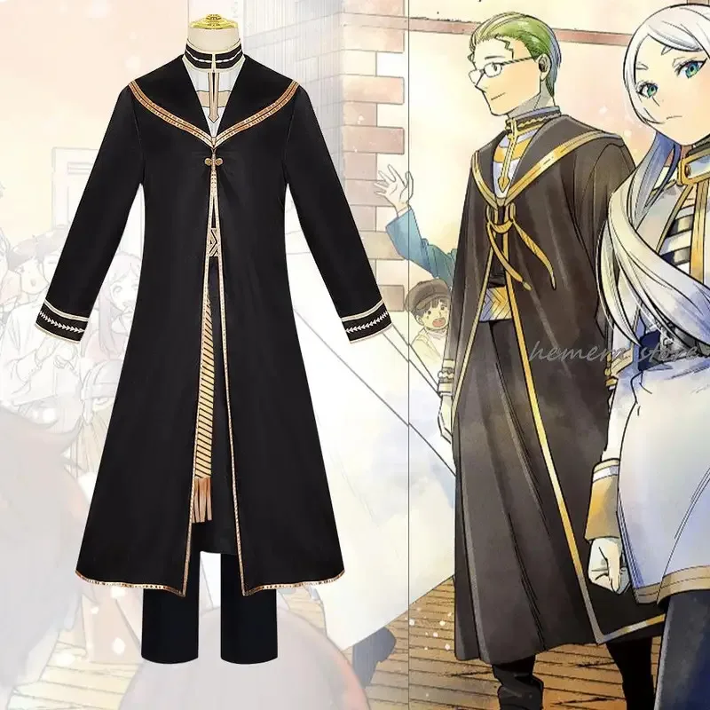 qq023Heiter Cosplay Anime Frieren Beyond Journey's End Costume Wig Priest Uniform Cloak Glasses Green Hair Halloween Party Women