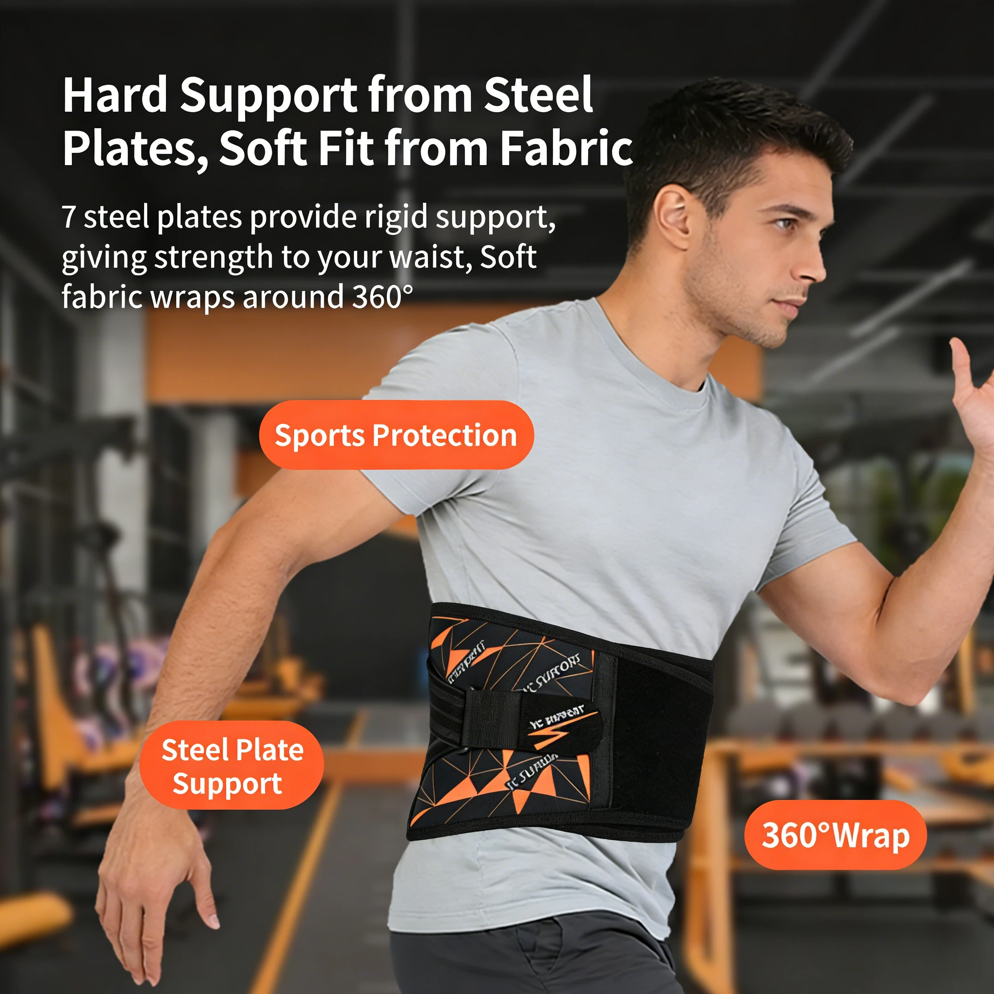 Breathable Lumbar Support back Belt with 4 Strong Steel Plates, Comfortable Wear, Relieve Waist Pain, Unisex Design