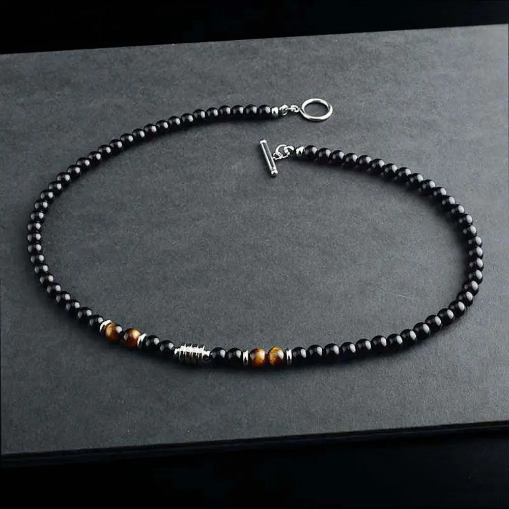 Filo di pietra con perline in acciaio inossidabile semplice catena clavicola ragazza regalo collana di personalità collana di perline da uomo gioielli di moda