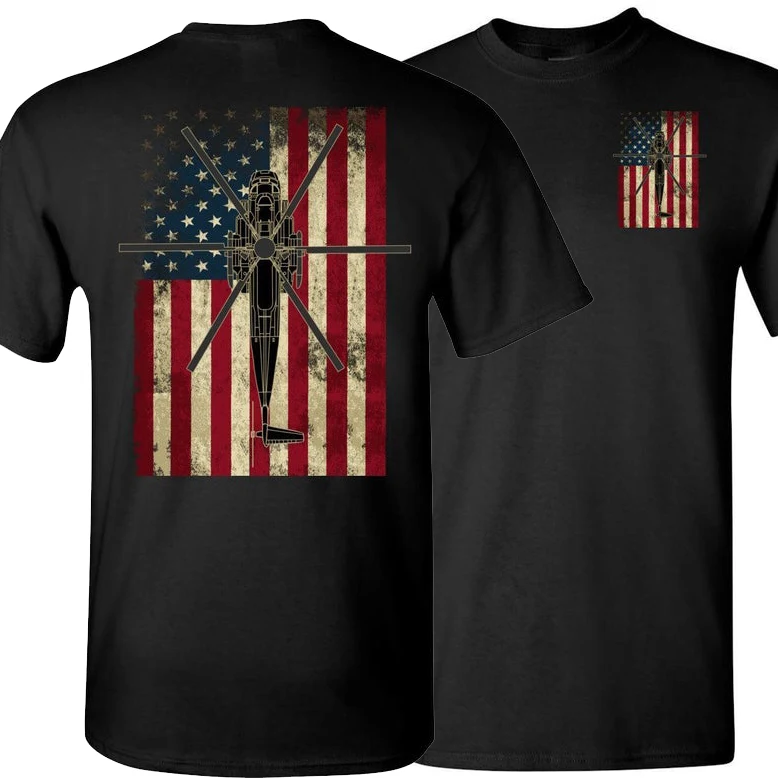 Vintage American Flag CH-53D Heavy Transport Helicopter T-Shirt. Summer Cotton Short Sleeve O-Neck Mens T Shirt New S-3XL