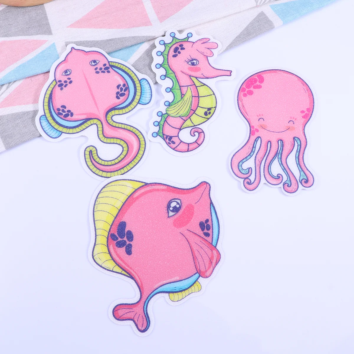 10pcs Colorful Marine Fish Anti Slip Bathtub Stickers for Bathroom Shower Surfaces Creative Decals to Prevent Slips and Falls