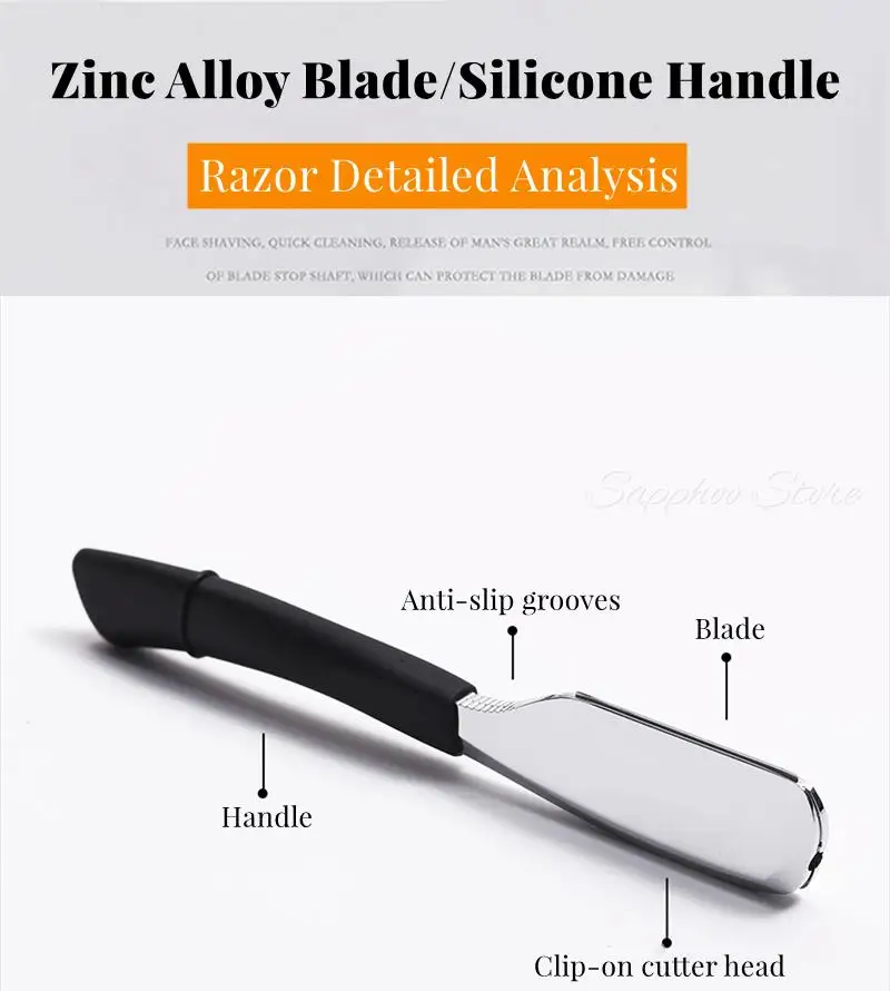 6 "silber Schwarz Silica Gel Rasiermesser Für Männer Frauen Barber Rasieren Messer Frühling Design Bart Gesicht Achsel Körper mit Klingen – Detail 16