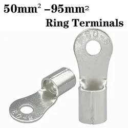 5PCS Pure Copper Ring Terminals Non Insulated Crimp Terminals RNB60/70/80-6/8/10/12 Wire Cable Connectors Use For cable 50-95mm²