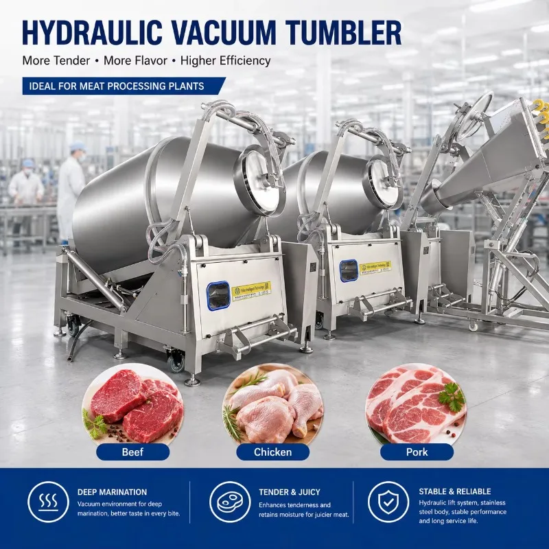 Industrial Automatic Meat Marinating Machine 50 2500L Vacuum Tumbler Motor Pump for Ham Bacon Chicken Beef Lamb Uniform