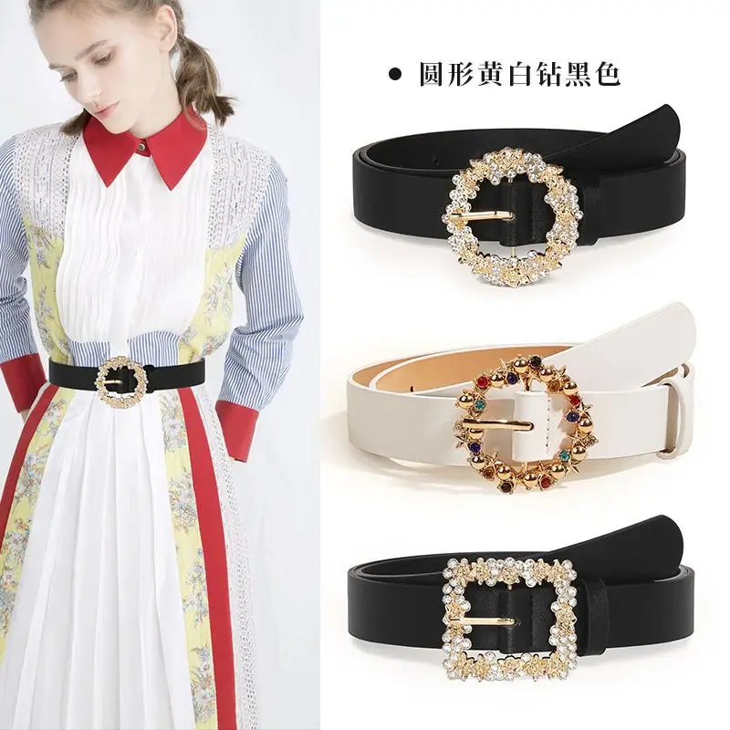 حجر الراين مشبك حزام النمط الغربي مشد للخصر للسترات والسترات المرأة خريف شتاء موضة أحزمة نسائية الاتجاه 2025 #1