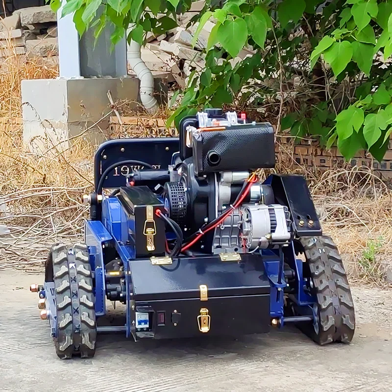 Customized  Engine Small Robot Grass Cutter Cutting Width Home Garden Farm Remote Control Crawler Lawn Mower