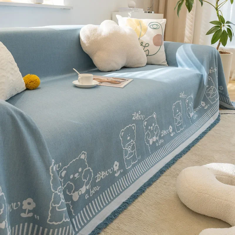 Soft Couch Cover Nordic Tassel Throw Blanket Four Season Chenille Boho Sofa Cover for 3 Seater Sofa Dogs Pets Friendly