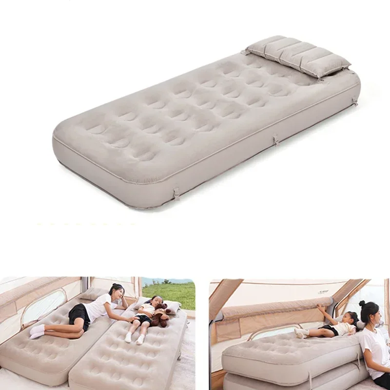 Matelas Gonflable Double Pliable avec Cadre, Lit Gonflable Grand Format en Mousse, Meuble Gonflable
