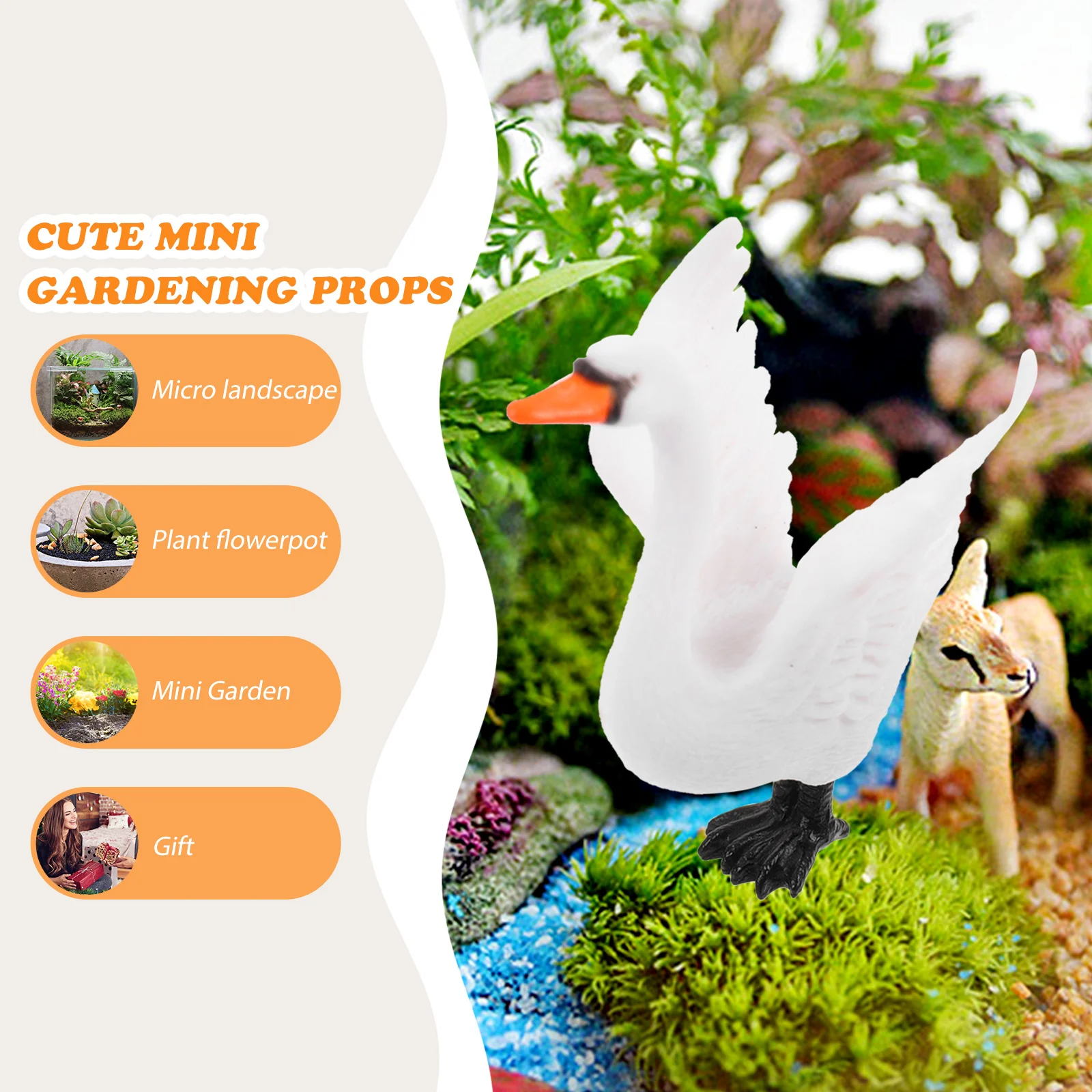 

8 Pcs Swan Figurine Statue Mini Bird Decor Bonsai Resin Craft Garden L Accessories Miniature Animal Scene Layout DIY