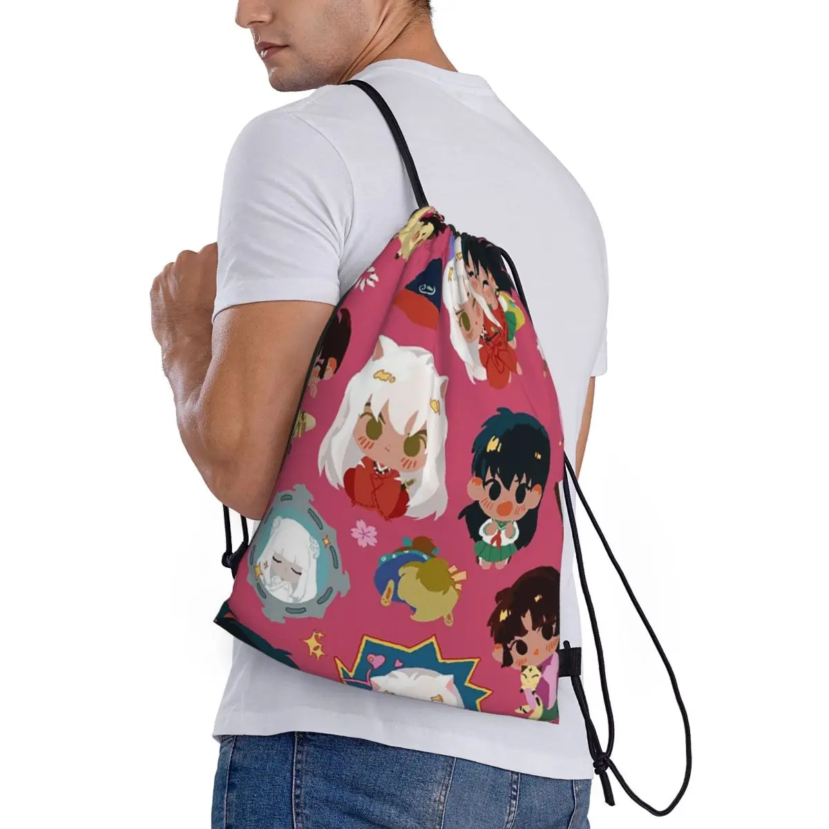 

Рюкзаки-мешки в стиле манга-кимоно «Инуяша Сессёмару»: портативные спортивные сумки на шнурке, сумки для книг для мужчин, женщин и студентов