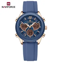 New NAVIFORCE Dual Display Time Women's Wrist Watch Fashion Simple Silicone Strap Watches Waterproof Elegant Ladies's Bracelet