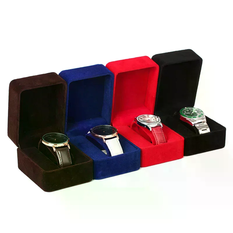 Watch Box Fashion Velvet Round Corner Smartwatch Clock Storage Case Jewelry Accessories Business Packaging Boxes